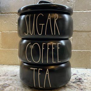 Rae Dunn Coffee Tea Sugar set - black